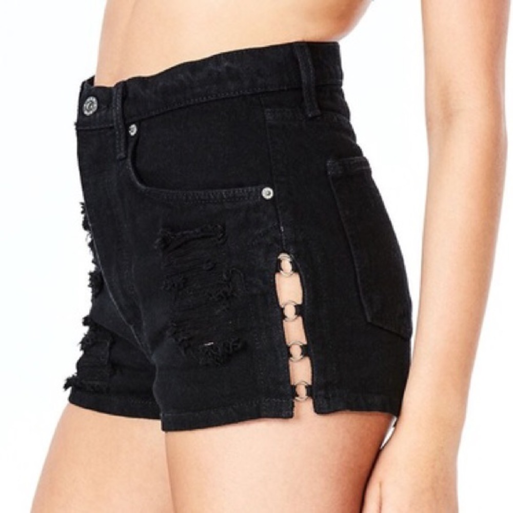 LF distressed split side shorts